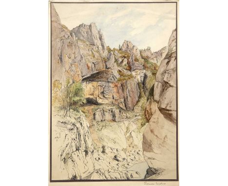 Thomas Ender (1793-1875)A mountain pass, signed, pencil and watercolour, 33 x 23.5cmLots 120 -142, a collection of 19th/early