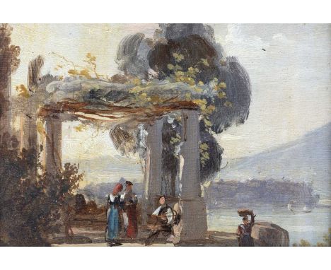 Circle of Charles Lock Eastlake (1793-1865)Villa Cedronio, Bay of Naples; and Virgil's Tomb, both inscribed verso, oil on pan