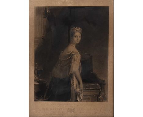 Charles Edward Wagstaff after Thomas Sully'Her Majesty the Queen', mezzotint, 48 x 36cm, in maple frame; together with one fu