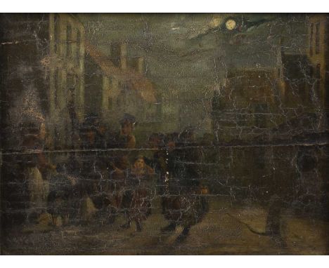 Circle of Walter Geikie (1795-1837)'Old Edinbro', oil on panel, 16.5 x 22.5cm