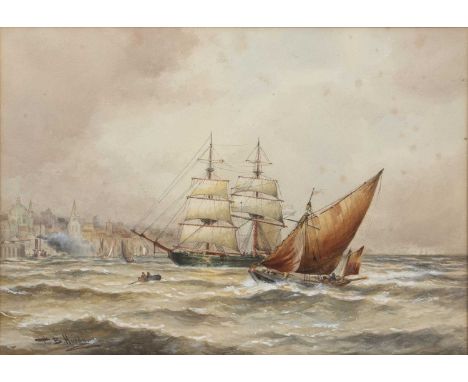 Thomas Bush Hardy (1842-1897)Sailing vessels returning to harbour, signed, watercolour, 25.5 x 37cmThere are several large sp