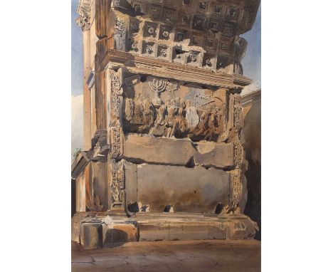 Thomas Hartley Cromek (1809-1873)'The Arch of Titus, Rome (Detail)', watercolour, 51 x 36cm With Spink of LondonAppears to be