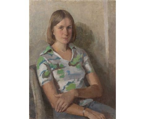 Lilian Buchanan (1914-2004)Portrait of a young girl seated, signed, oil on canvas laid onto board, 61 x 45cm, unframed