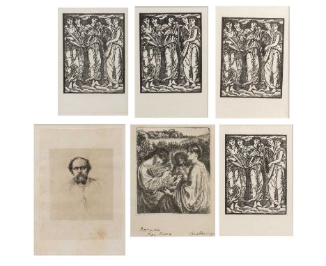 After Dante Gabriel Rossetti (1828-1882)Study for Bower Meadow, photogravure, inscribed in ink to the margin 'Best Wishes, Ma