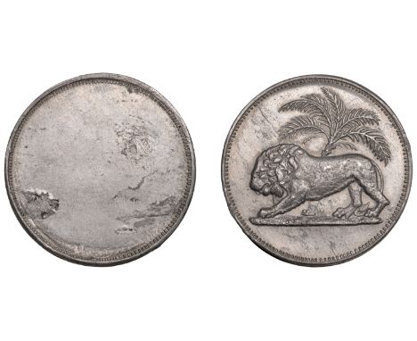The Uniform Coinage of India, East India Company: Retro Patterns, [One Rupee], uniface rev., in lead, lion walking left, palm
