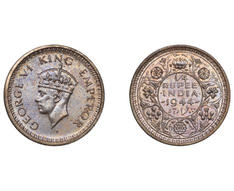 The Uniform Coinage of India, British Imperial Period, George VI, original silver Proof Quarter-Rupee, 1944l, type C/III [Pri
