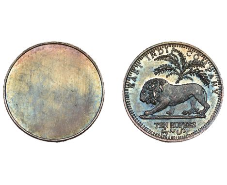 The Uniform Coinage of India, East India Company: Retro Patterns, Ten Rupees, uniface rev., in silver, lion walking left, pal