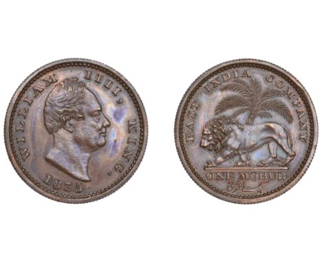 The Uniform Coinage of India, East India Company, William IV, original Proof Mohur, 1835 [1836], Calcutta, in copper, bust le