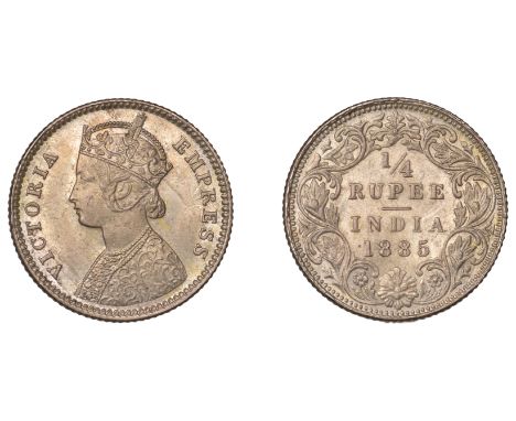 The Uniform Coinage of India, British Imperial Period, Victoria, silver Quarter-Rupee, 1885b, type B/I, Bombay, crowned and r
