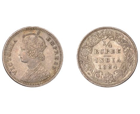 The Uniform Coinage of India, British Imperial Period, Victoria, silver Quarter-Rupee, 1884b, type C/I, Bombay, crowned and r
