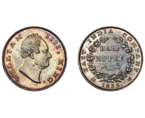 The Uniform Coinage of India, East India Company, William IV, early silver Proof restrike Half-Rupee, 1835 [1836-40], type B/