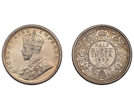 The Uniform Coinage of India, British Imperial Period, George V, silver Half-Rupee, 1933, Calcutta, crowned and robed bust le