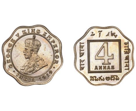The Uniform Coinage of India, British Imperial Period, George V, original cupro-nickel scalloped octagonal Proof 4 Annas, 191