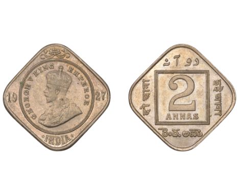 The Uniform Coinage of India, British Imperial Period, George V, cupro-nickel lozenge-shaped 2 Annas, 1927, Calcutta, crowned