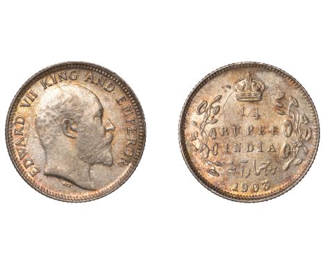 The Uniform Coinage of India, British Imperial Period, Edward VII, silver Quarter-Rupee, 1903, Calcutta, uncrowned bust right
