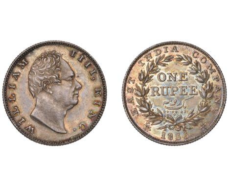 The Uniform Coinage of India, East India Company, William IV, original silver Proof Rupee, 1835, type E/I, Bombay, bust left,