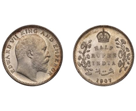 The Uniform Coinage of India, British Imperial Period, Edward VII, silver Half-Rupee, 1907, Calcutta, uncrowned bust right, e