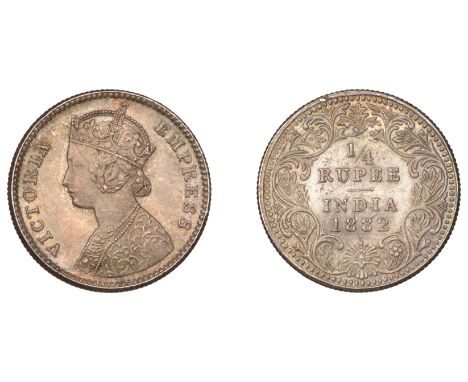 The Uniform Coinage of India, British Imperial Period, Victoria, silver Quarter-Rupee, 1882, type B/II, Bombay, crowned and r