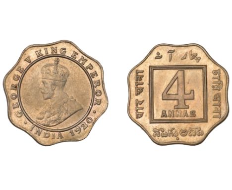 The Uniform Coinage of India, British Imperial Period, George V, cupro-nickel scalloped octagonal 4 Annas, 1920, Bombay, crow