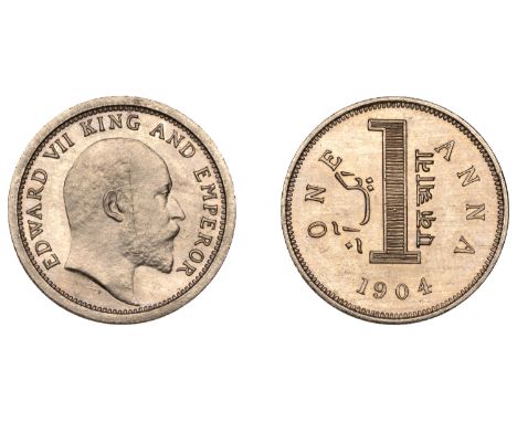 The Uniform Coinage of India, British Imperial Period: Patterns, Edward VII, original nickel Pattern Proof Anna, 1904, Calcut