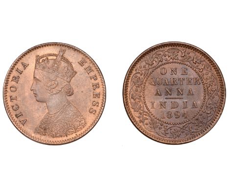 The Uniform Coinage of India, British Imperial Period, Victoria, copper Quarter-Anna, 1894, type II, Calcutta, crowned and ro
