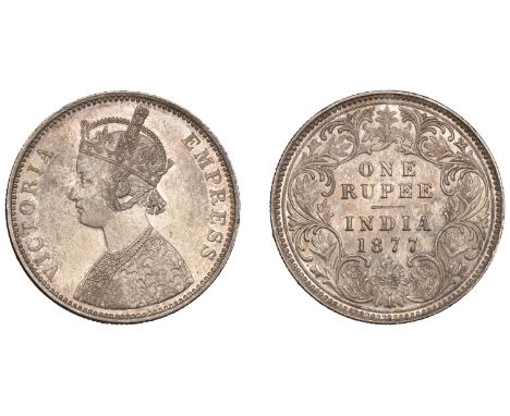 The Uniform Coinage of India, British Imperial Period, Victoria, silver Rupee, 1877, type A3/I, Bombay, crowned and robed bus