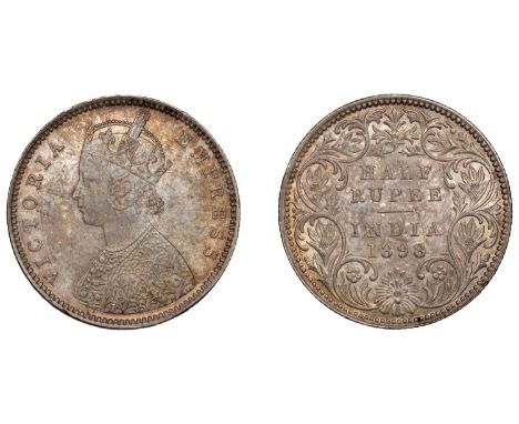 The Uniform Coinage of India, British Imperial Period, Victoria, silver Half-Rupee, 1898b, type A/I, Bombay, crowned and robe