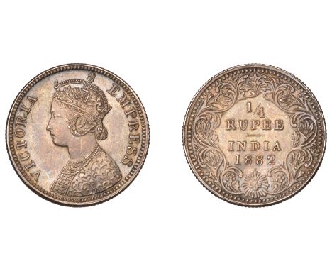 The Uniform Coinage of India, British Imperial Period, Victoria, silver Quarter-Rupee, 1882, type A/II, Bombay, crowned and r