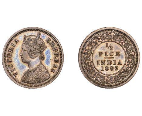 The Uniform Coinage of India, British Imperial Period, Victoria, original Proof Half-Pice, 1893, Calcutta, in silver, crowned