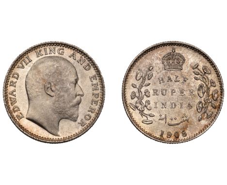The Uniform Coinage of India, British Imperial Period, Edward VII, silver Half-Rupee, 1908, Calcutta, uncrowned bust right, e