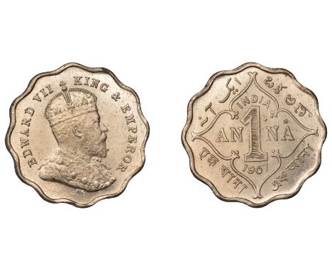 The Uniform Coinage of India, British Imperial Period, Edward VII, cupro-nickel Anna, 1907b, Bombay, crowned bust right, incu