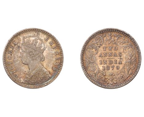The Uniform Coinage of India, British Imperial Period, Victoria, silver 2 Annas, 1879c, type B/II, Calcutta, crowned and robe