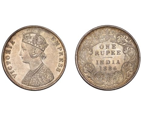 The Uniform Coinage of India, British Imperial Period, Victoria, silver Rupee, 1886c, type A4/I, Calcutta, crowned and robed 