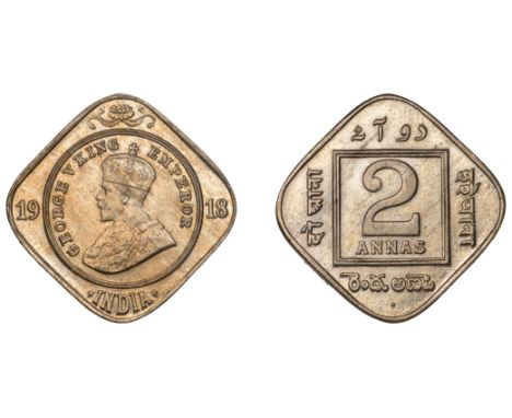 The Uniform Coinage of India, British Imperial Period, George V, cupro-nickel lozenge-shaped 2 Annas, 1918, Bombay, crowned a