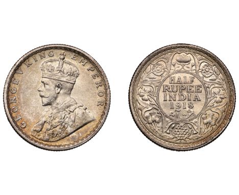 The Uniform Coinage of India, British Imperial Period, George V, silver Half-Rupee, 1918, Bombay, crowned and robed bust left