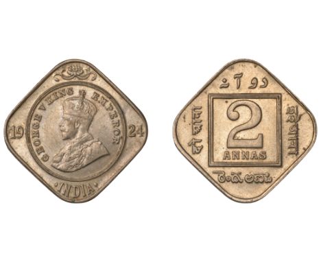 The Uniform Coinage of India, British Imperial Period, George V, cupro-nickel lozenge-shaped 2 Annas, 1924, Calcutta, crowned