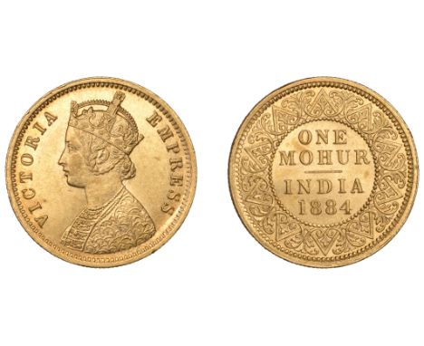 A superb example of the key date Mohur, 1884   The Uniform Coinage of India, British Imperial Period, Victoria, gold Mohur, 1
