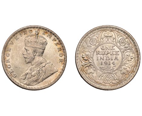 The Uniform Coinage of India, British Imperial Period, George V, silver Rupee, 1914, Calcutta, crowned and robed bust left, b