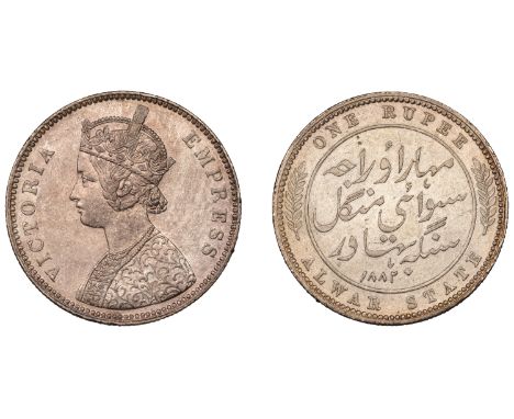 The Uniform Coinage of India, British Imperial Period: Princely States, ALWAR, Victoria [Mangal Singh (1874-92)], silver Rupe