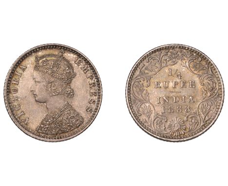 The Uniform Coinage of India, British Imperial Period, Victoria, silver Quarter-Rupee, 1888b, type C/II, Bombay, crowned and 