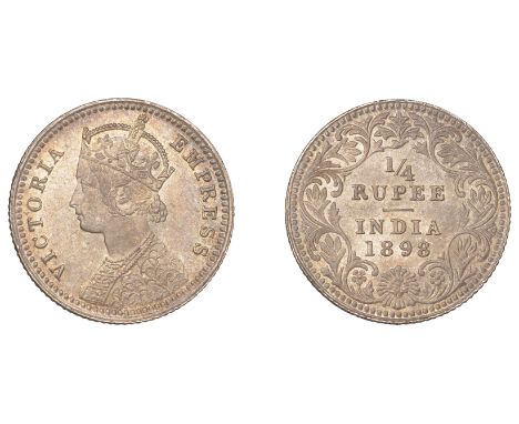 The Uniform Coinage of India, British Imperial Period, Victoria, silver Quarter-Rupee, 1898c, type C/II, Calcutta, crowned an