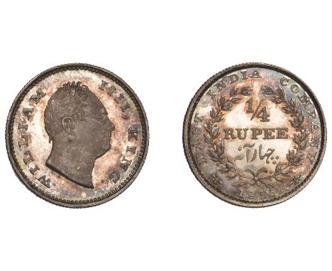 The Uniform Coinage of India, East India Company, William IV, original silver Proof Quarter-Rupee, 1835 [1836-40], type C/II,