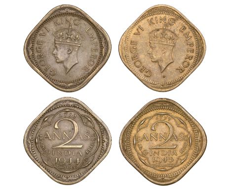 The Uniform Coinage of India, British Imperial Period, George VI, nickel-brass lozenge-shaped 2 Annas (2), 1944l, type II, La