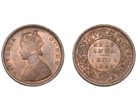 The Uniform Coinage of India, British Imperial Period, Victoria, copper Half-Anna, 1862 [1863-5], type A/I, Calcutta, crowned