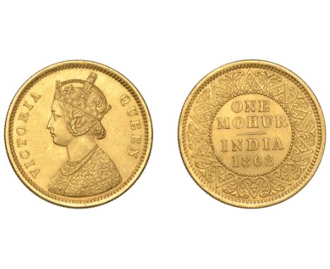 The Uniform Coinage of India, British Imperial Period, Victoria, gold Mohur, 1862, type B/II, Calcutta, younger crowned and r