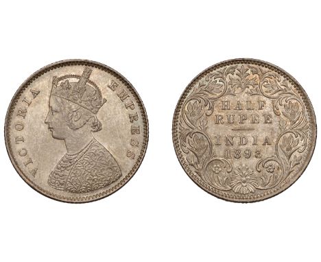 The Uniform Coinage of India, British Imperial Period, Victoria, silver Half-Rupee, 1893b, type A/I, Bombay, crowned and robe