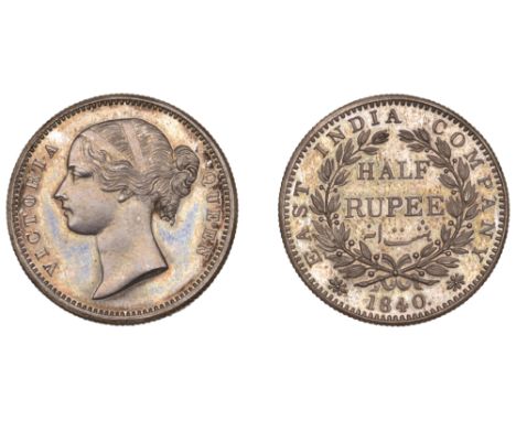 The Uniform Coinage of India, East India Company, Victoria, early silver Proof restrike Half-Rupee, 1840 [1850-62], type II/I