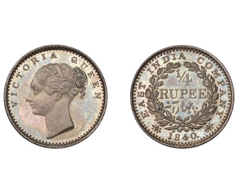 The Uniform Coinage of India, East India Company, Victoria, silver Quarter-Rupee, 1840, type I [B/III], Madras, bust left, no