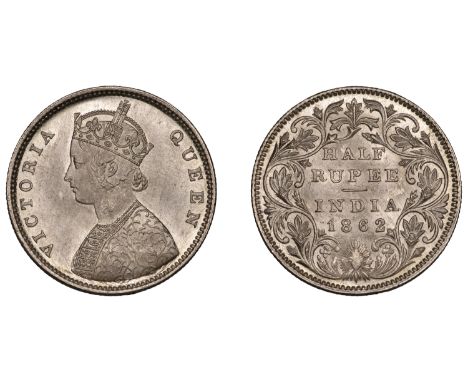 The Uniform Coinage of India, British Imperial Period, Victoria, silver Half-Rupee, 1862, type D/III [Prid. B/II], Bombay or 