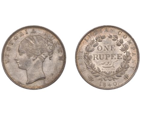 The Uniform Coinage of India, East India Company, Victoria, silver Rupee, 1840, type I [B/II], Bombay, bust left, no lock of 